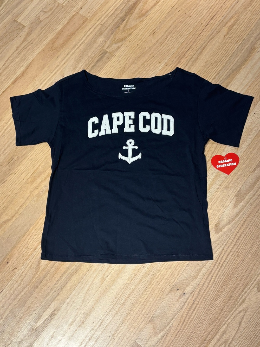 NWT Organic Generation "Cape Cod" boat anchor Navy Graphic Tee- M